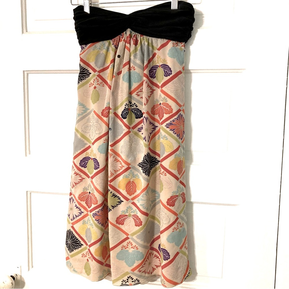Trina Turk Strapless Tie-Back Retro Style Midi Dress | Size 2